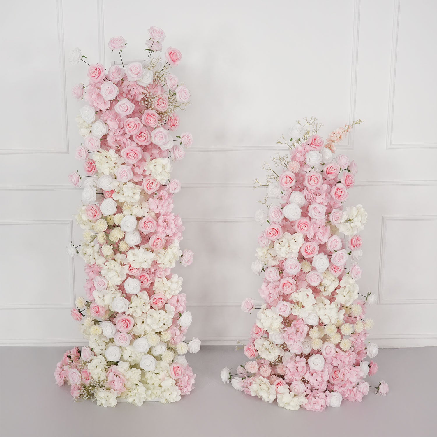 Uflower Artificial Pink White Wedding KT Backdrop Flower Row Decor